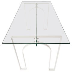 Arch Desk, Contemporary Painted Steel and Glass Desk
