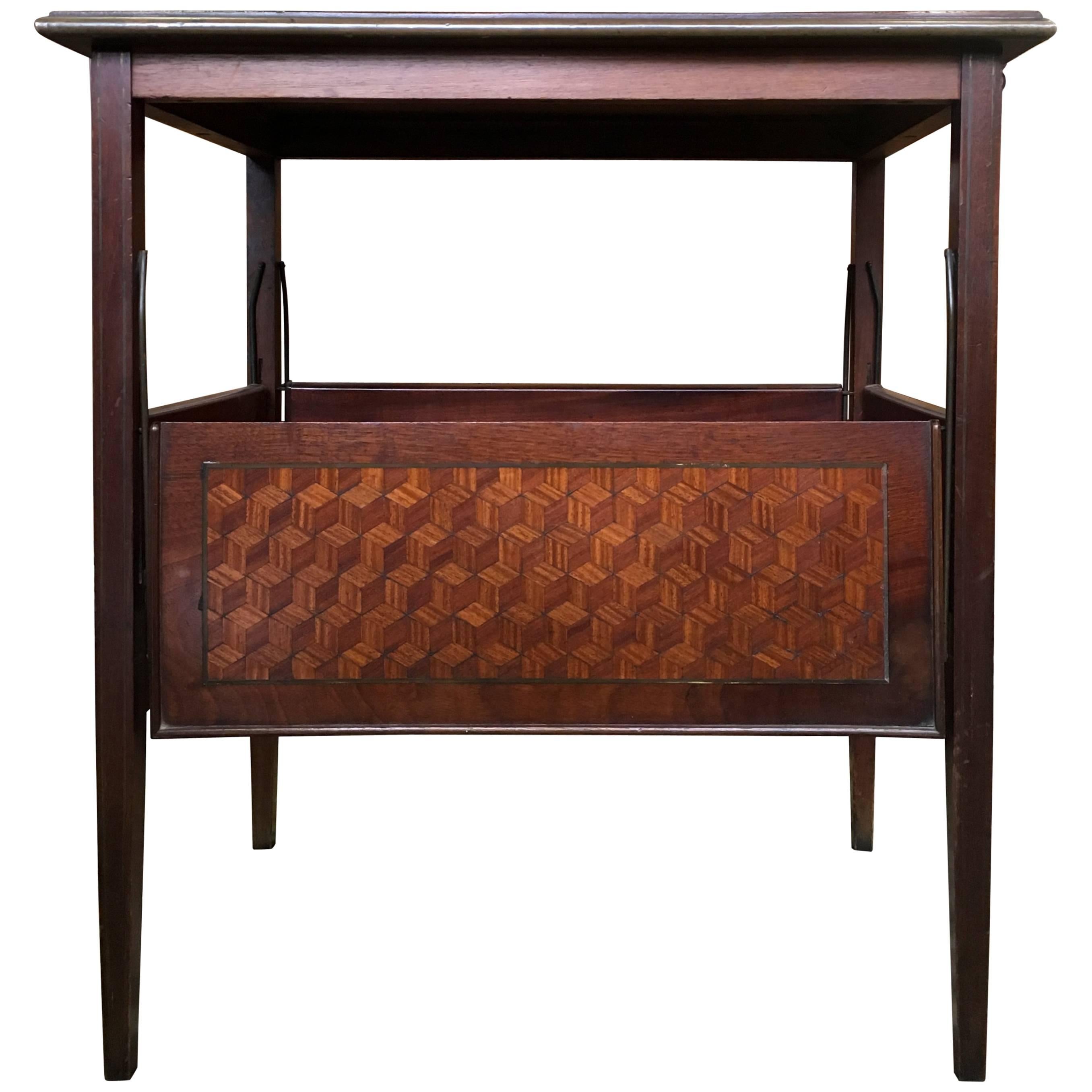 19th Century French Marquetry Serving Table with Folding Panels