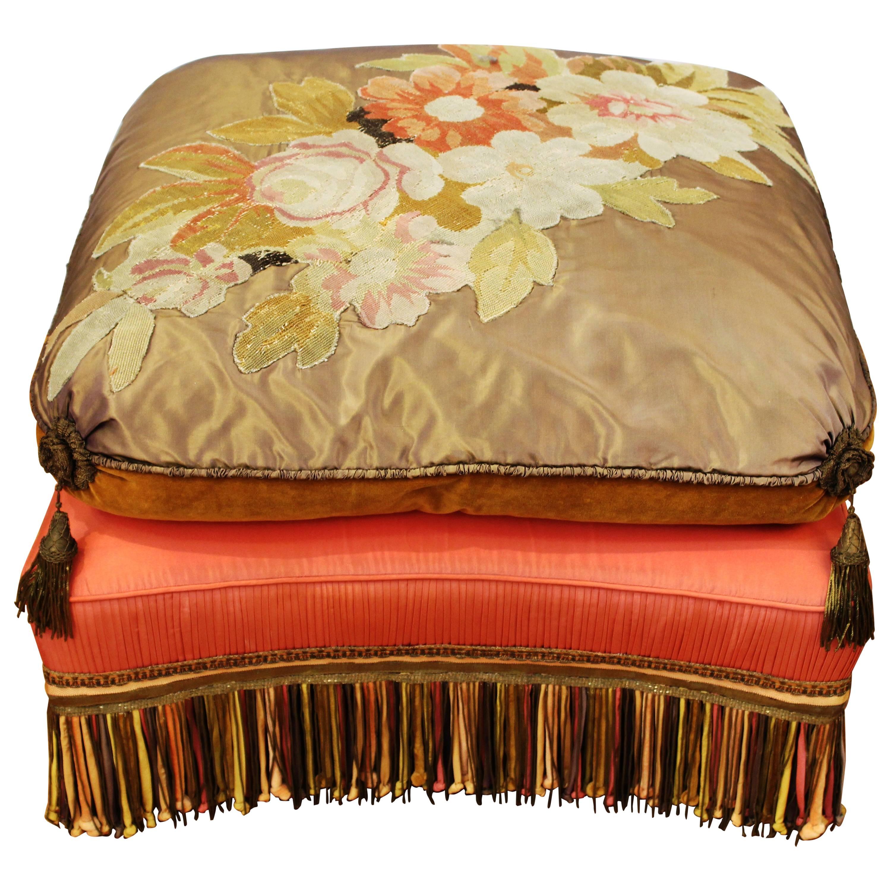 Victorian Ottoman with Needlework and Upholstery