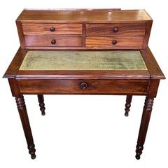 Antique French Writing Table with Drawers and Green Leather Top, circa 1870