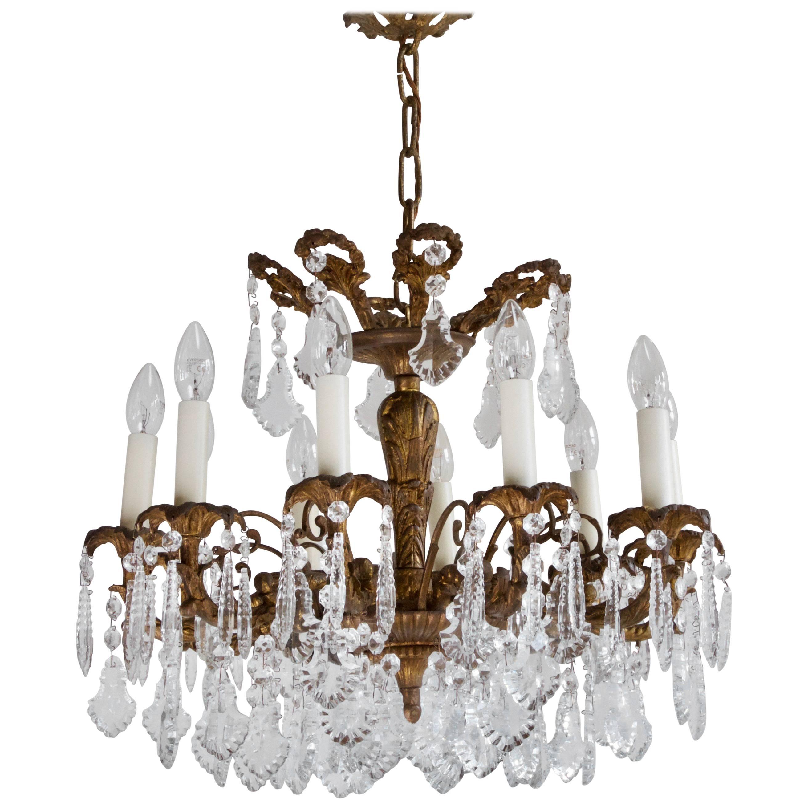 Early 1900s French Bronze Gilt Chandelier For Sale