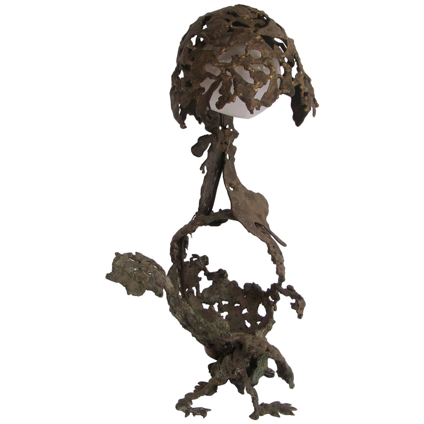 Bronze Sculptural Lamp, 1970s For Sale