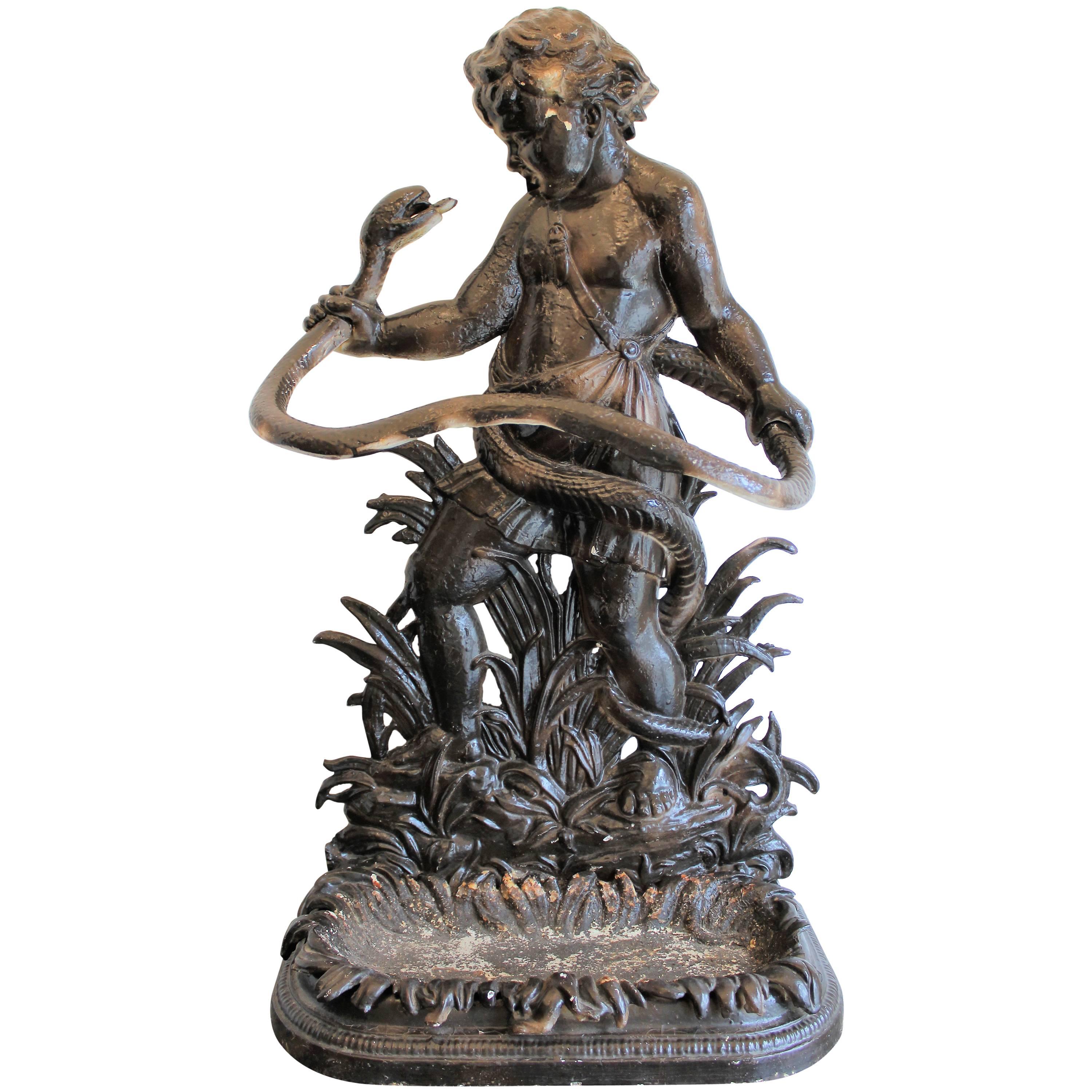 English Cast Iron Umbrella Stand Depicting the Baby Hercules