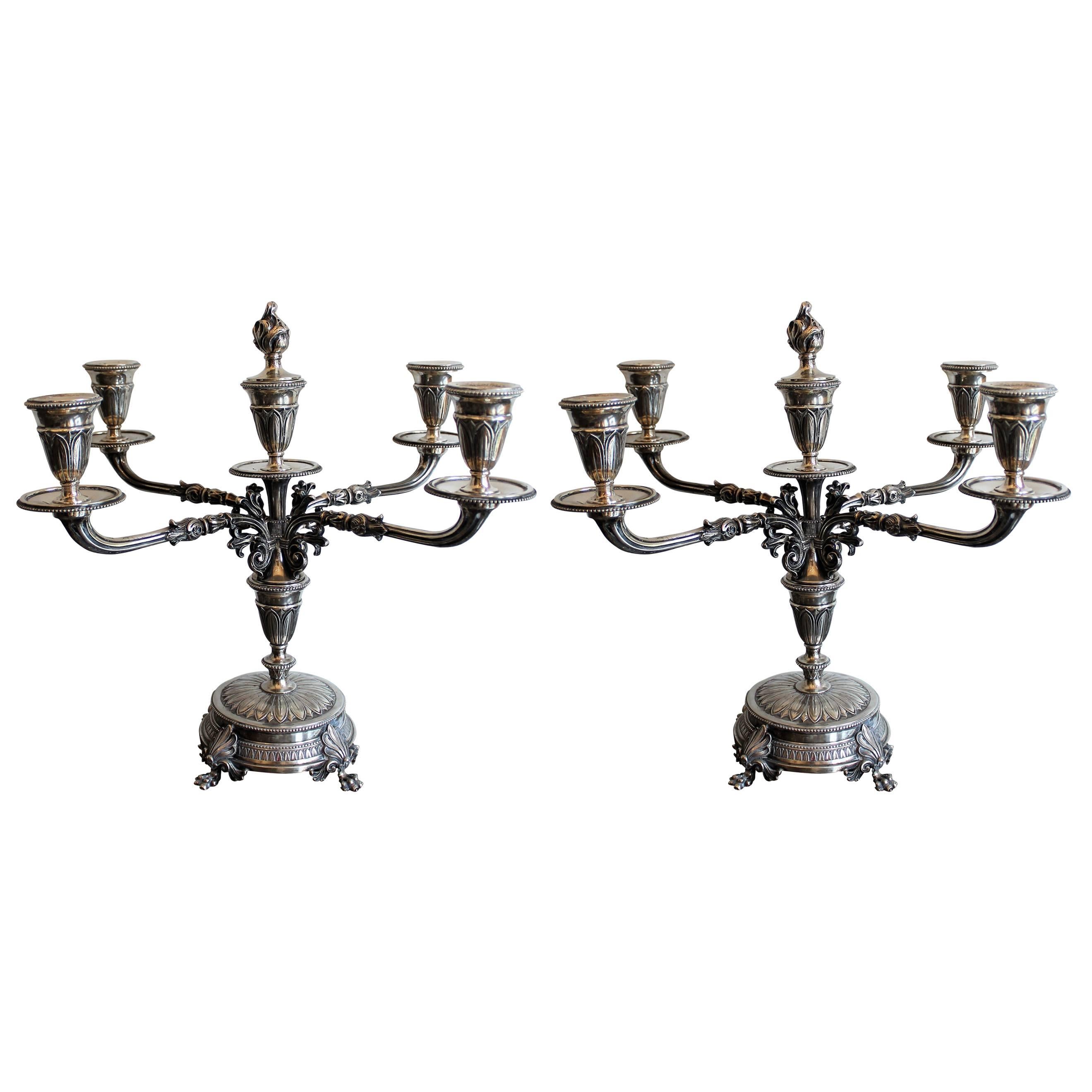 Pair of 19th Century Continental Silver Candelabra