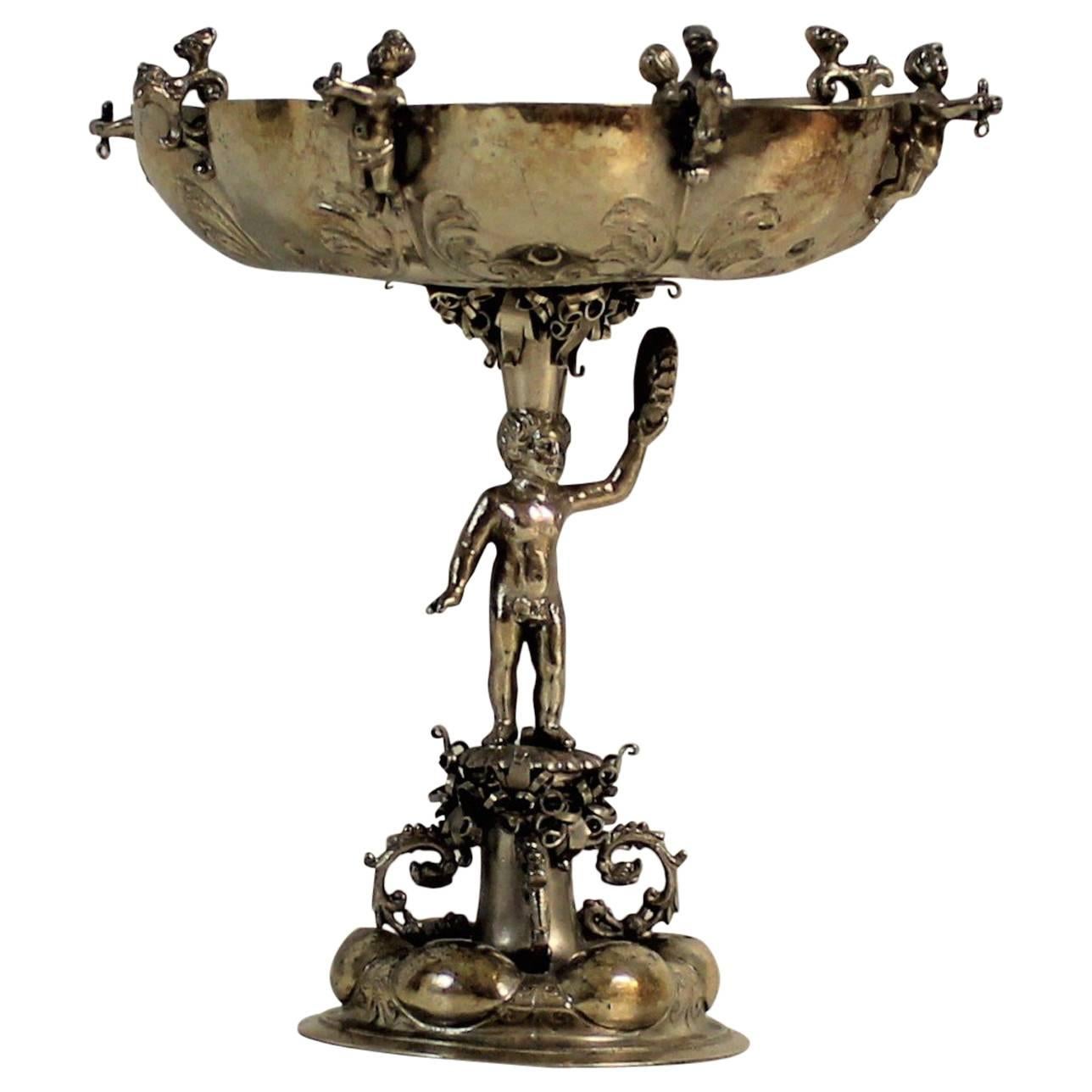 Continental Silver Figural Compote For Sale