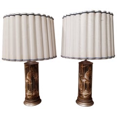 Piero Fornasetti Style Lamps Depicting Ancient Architecture