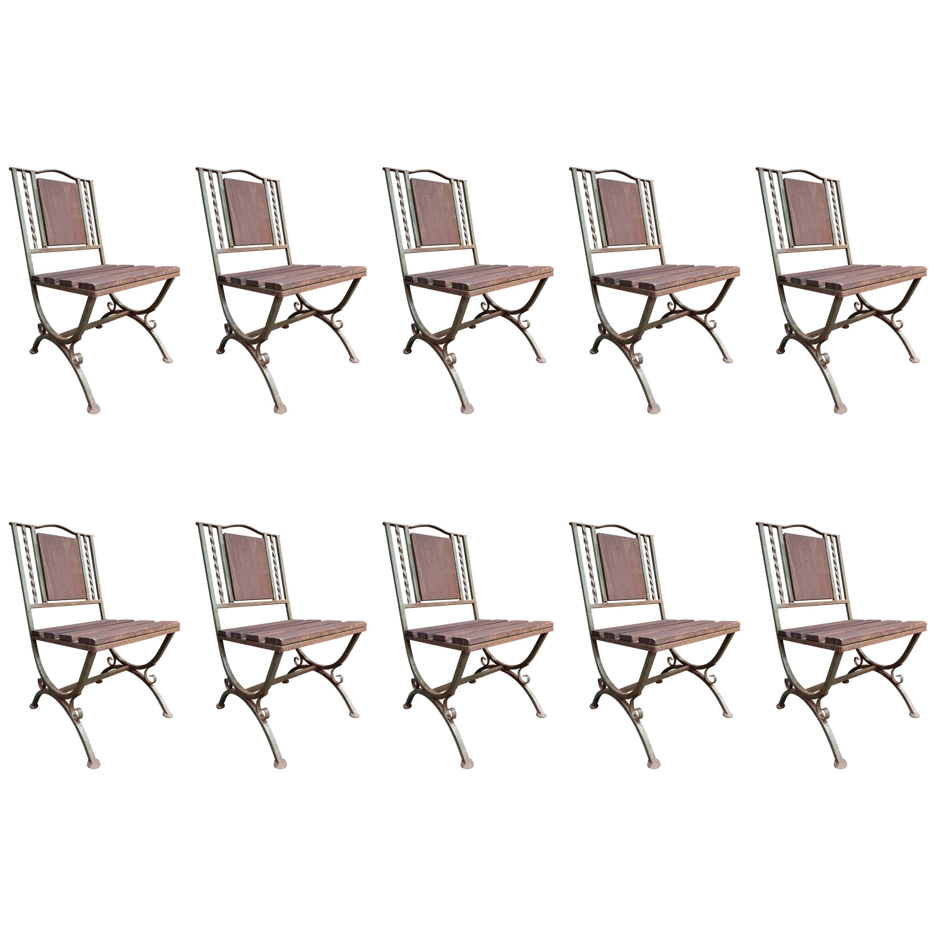 Distressed Iron and Steel Dining Chairs, Set of 6 For Sale