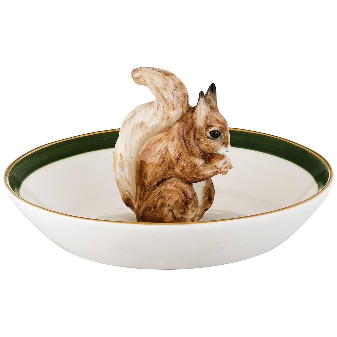 Black Forest Porcelain Bowl with Squirrel Figure Sofina Boutique Kitzbuehel For Sale