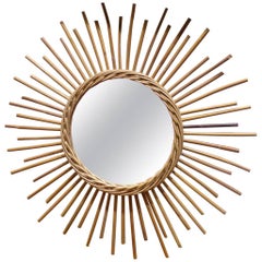 Beautiful Wicker Mirror, circa 1960
