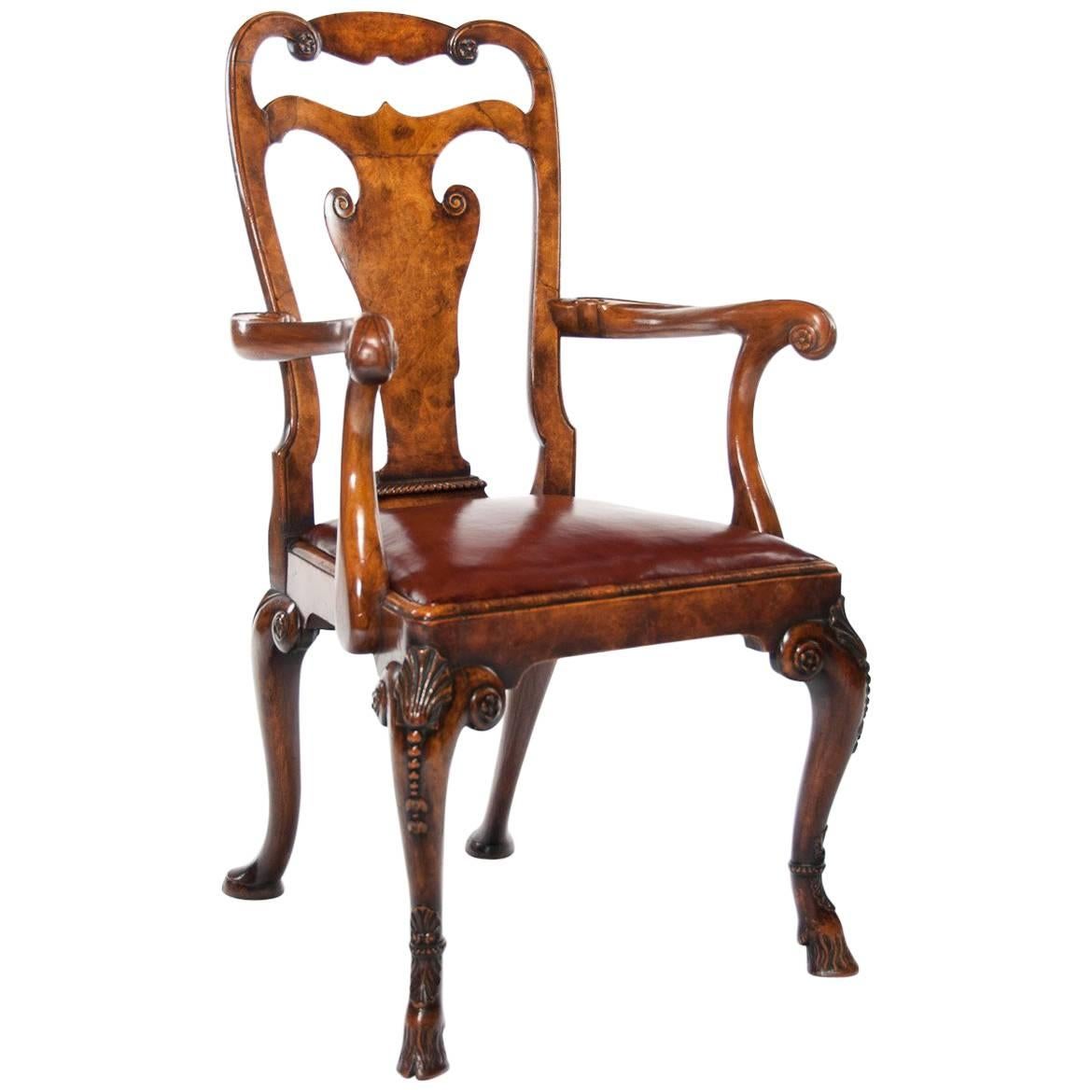 Superb Antique Walnut Desk Chair by Charles Tozer