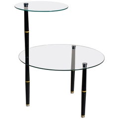 Vintage Glass Side Table with Black Colored Legs, Mid-20th Century, Italy