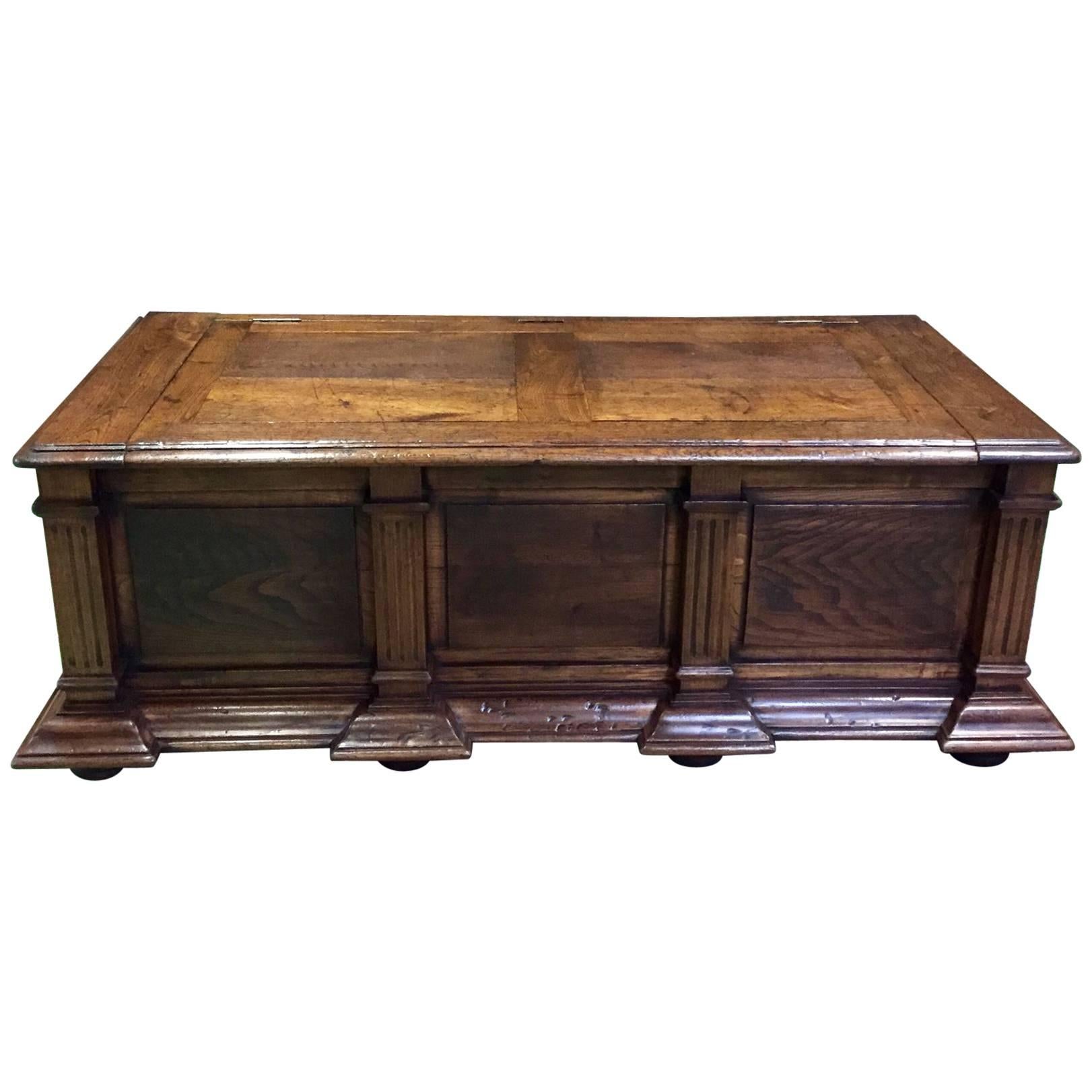 19th Century Rustic Bench Coffer Oak