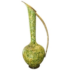 Italian Copper Design Vase in Green Marble Color
