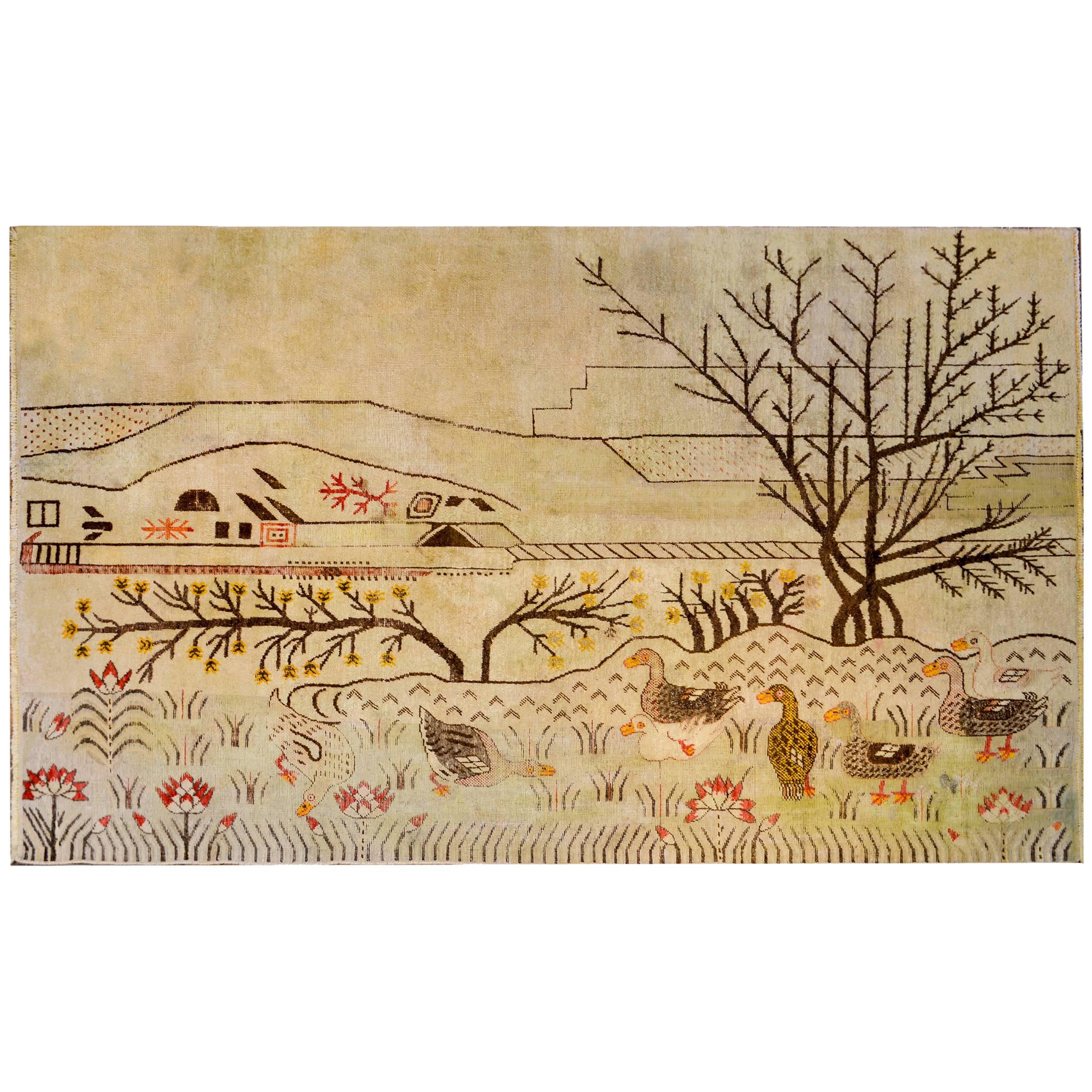 Whimsical Bucolic Pictorial Samaghand Rug