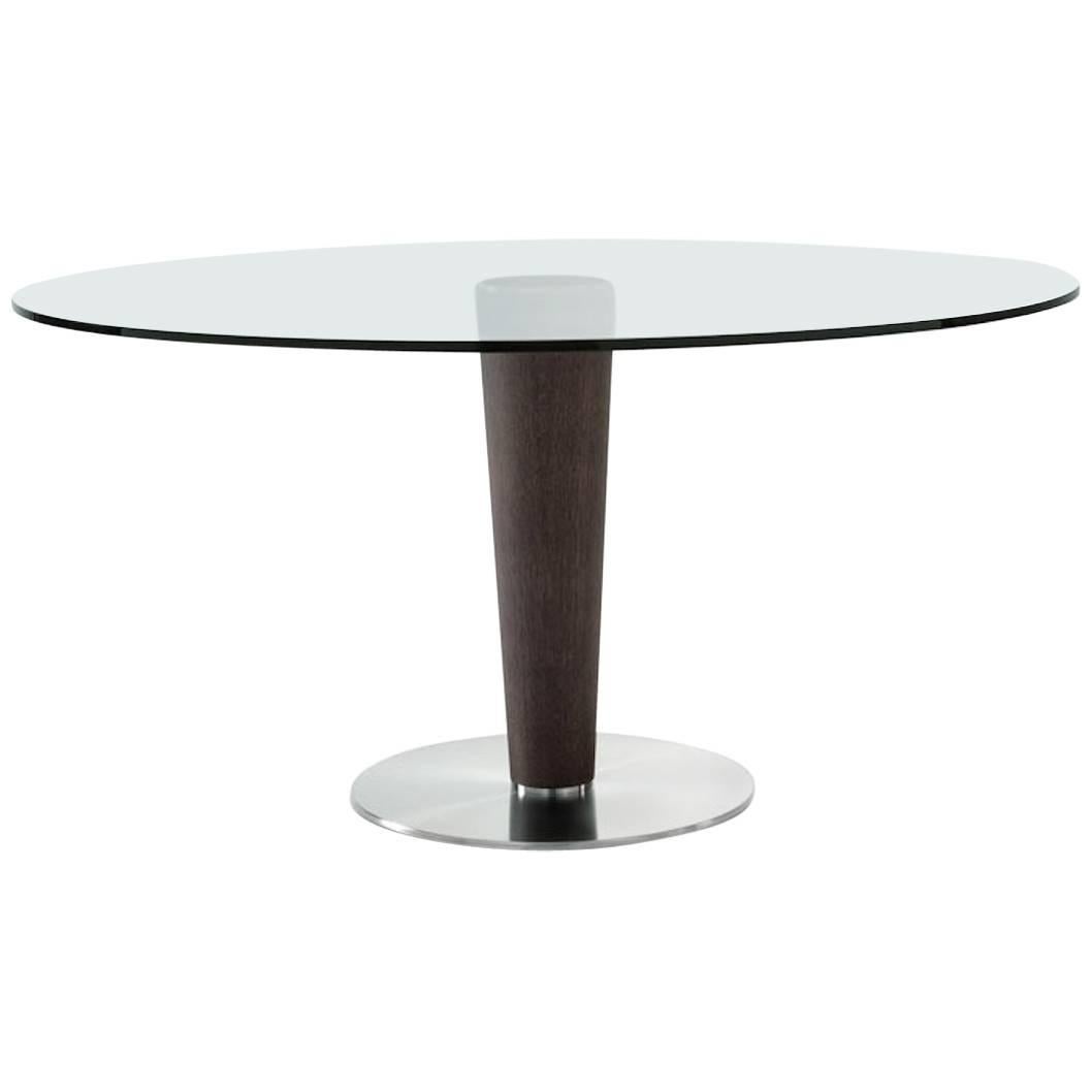 Gallotti and Radice Upside Table in Glass, Metal and Wood For Sale