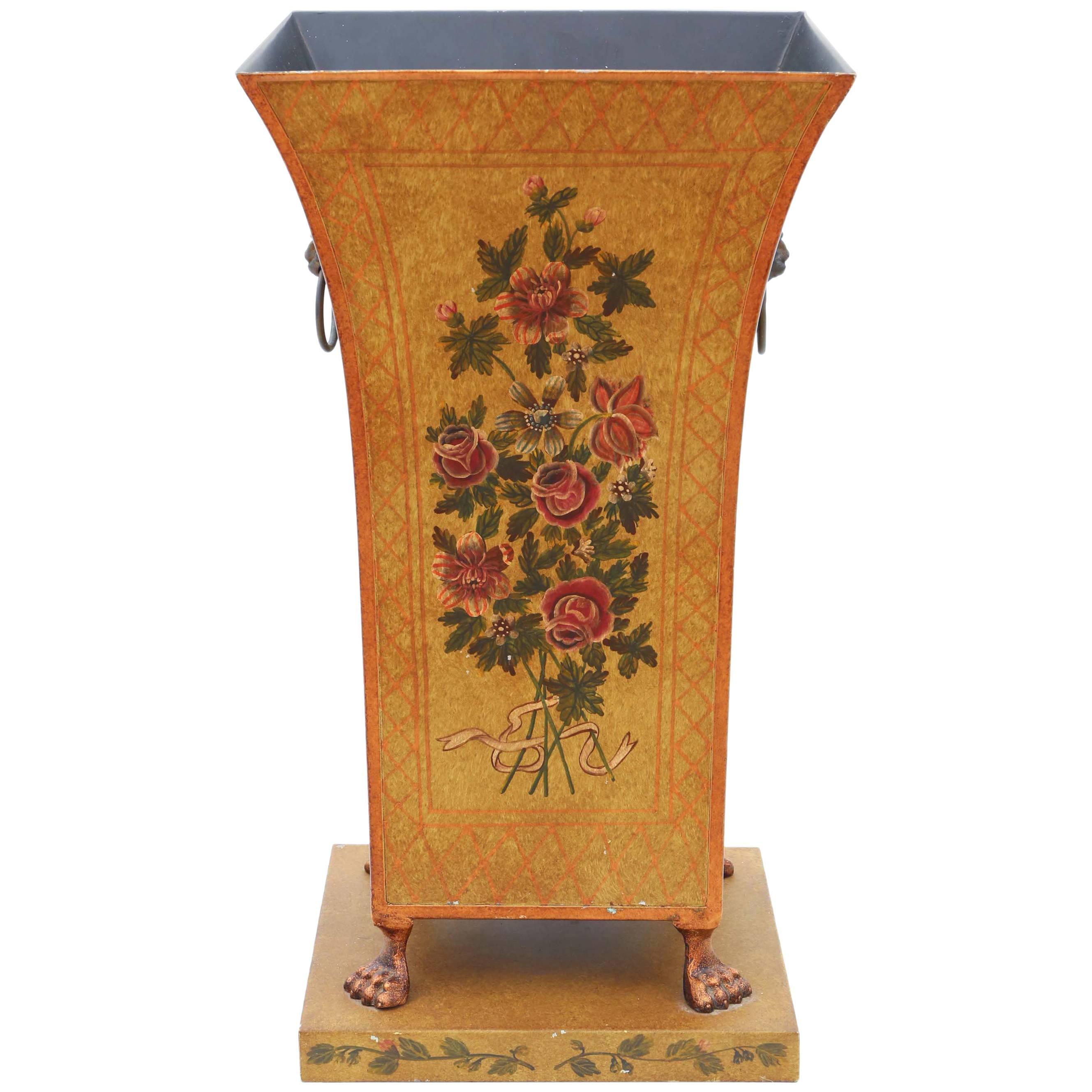 Antique Style Painted Decorated Steel Stick Umbrella Stand For Sale