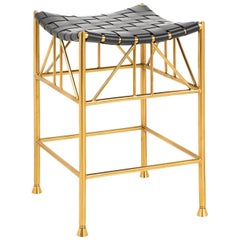 Thebes Leather and Brass Counter Stool