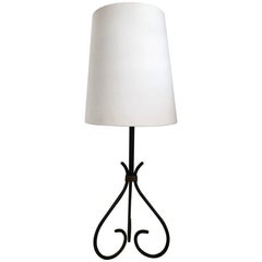 Iron and Gilt Metal Table Lamp in the Manner of Jacques Adnet, French, 1950s