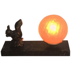 Vintage Art Deco French Mood Lamp with Squirrel
