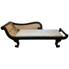 Antique British Colonial Ceylonese Ebony Chaise Lounge