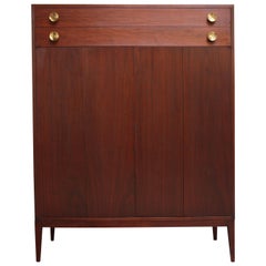 Midcentury Walnut and Brass Gentleman's Chest after Paul McCobb