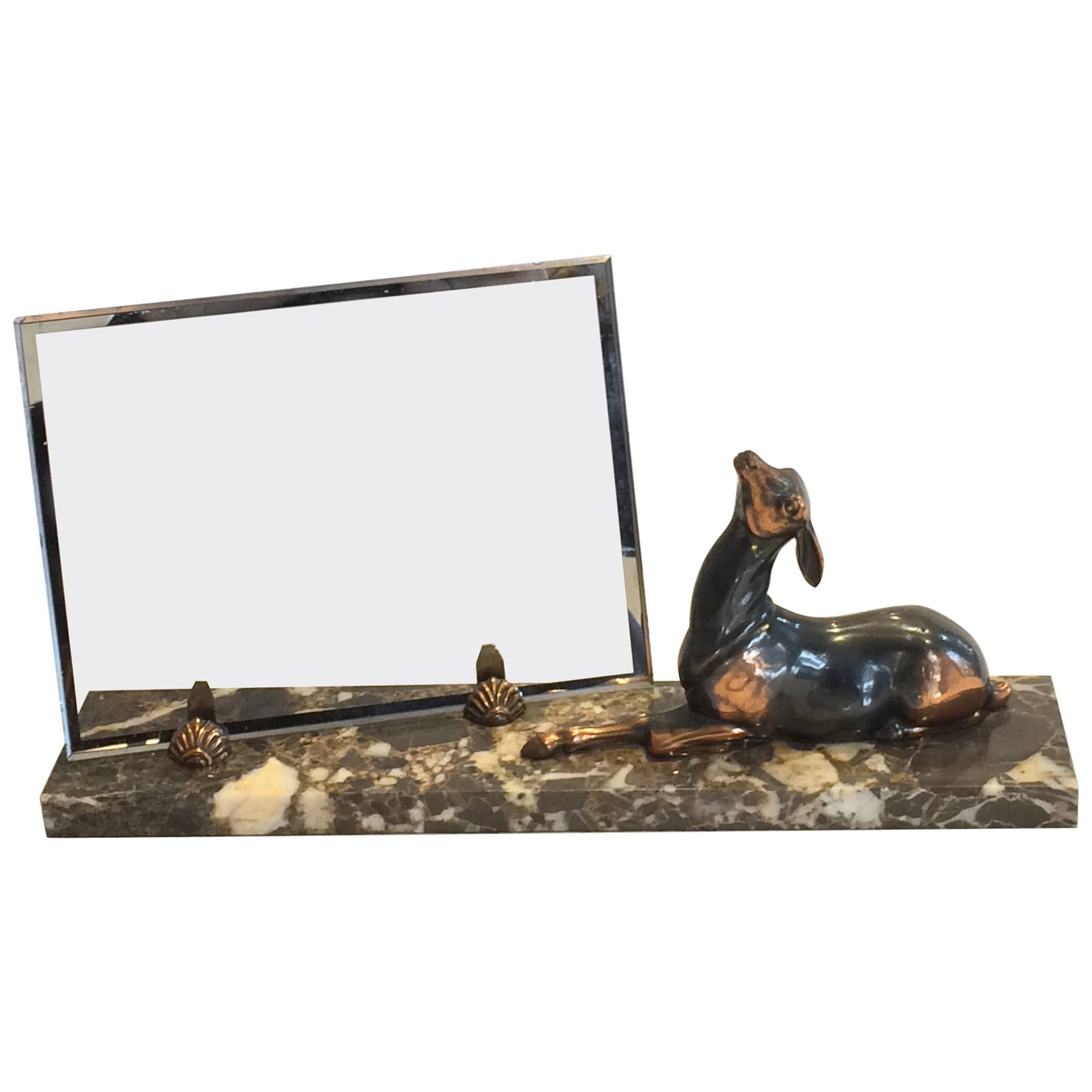 Art Deco Marble Photo Frame with Deer Reindeer