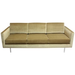 Vintage 1960s Three-Seat Directional Sofa in Sage Velvet