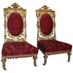 19th Century Pair of Aesthetic Movement Carved Wood and Gilt Chairs For ...