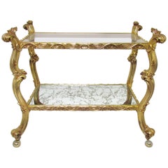 French Carved Gilt Rococo Bar Cart, circa 1960s