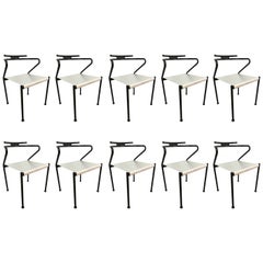 Retro Set of Ten Post Modern Aluminum and Steel Dining Chairs by Cidue, Italy, 1980s