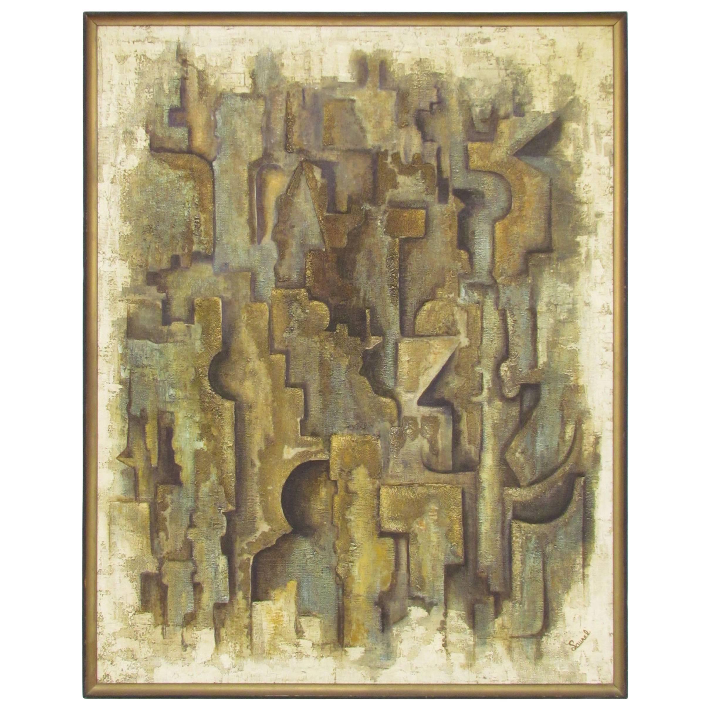 Midcentury Abstract Oil Signed Laurel, circa 1960s