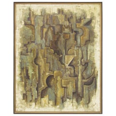 Midcentury Abstract Oil Signed Laurel, circa 1960s