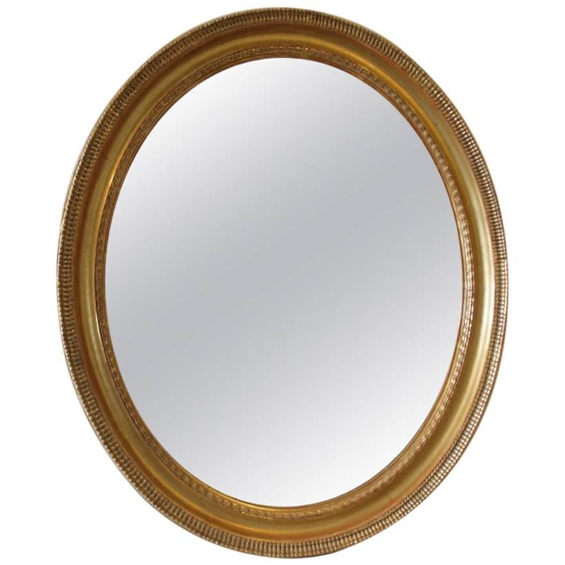 19th Century French Ripple Style Oval Mirror with Mercury Plate For Sale
