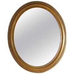 19th Century French Ripple Style Oval Mirror with Mercury Plate