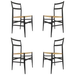 Set of Four Gio Ponti Superleggera Chairs for Cassina, Italy