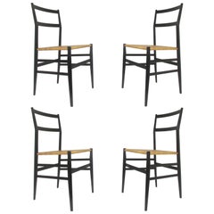 Vintage Set of Four Gio Ponti Superleggera Chairs for Cassina, Italy