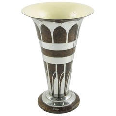 Art Deco Dinanderie Uplight Table Lamp by Lucien Gerfaux, France, circa 1930s