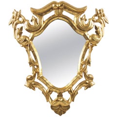 French Rococo Hand-Carved Giltwood Wall Mirror, circa 1920s