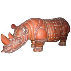 Vintage Signed Brass and Copper Rhino by Mexican Artist, Sergio Bustamante