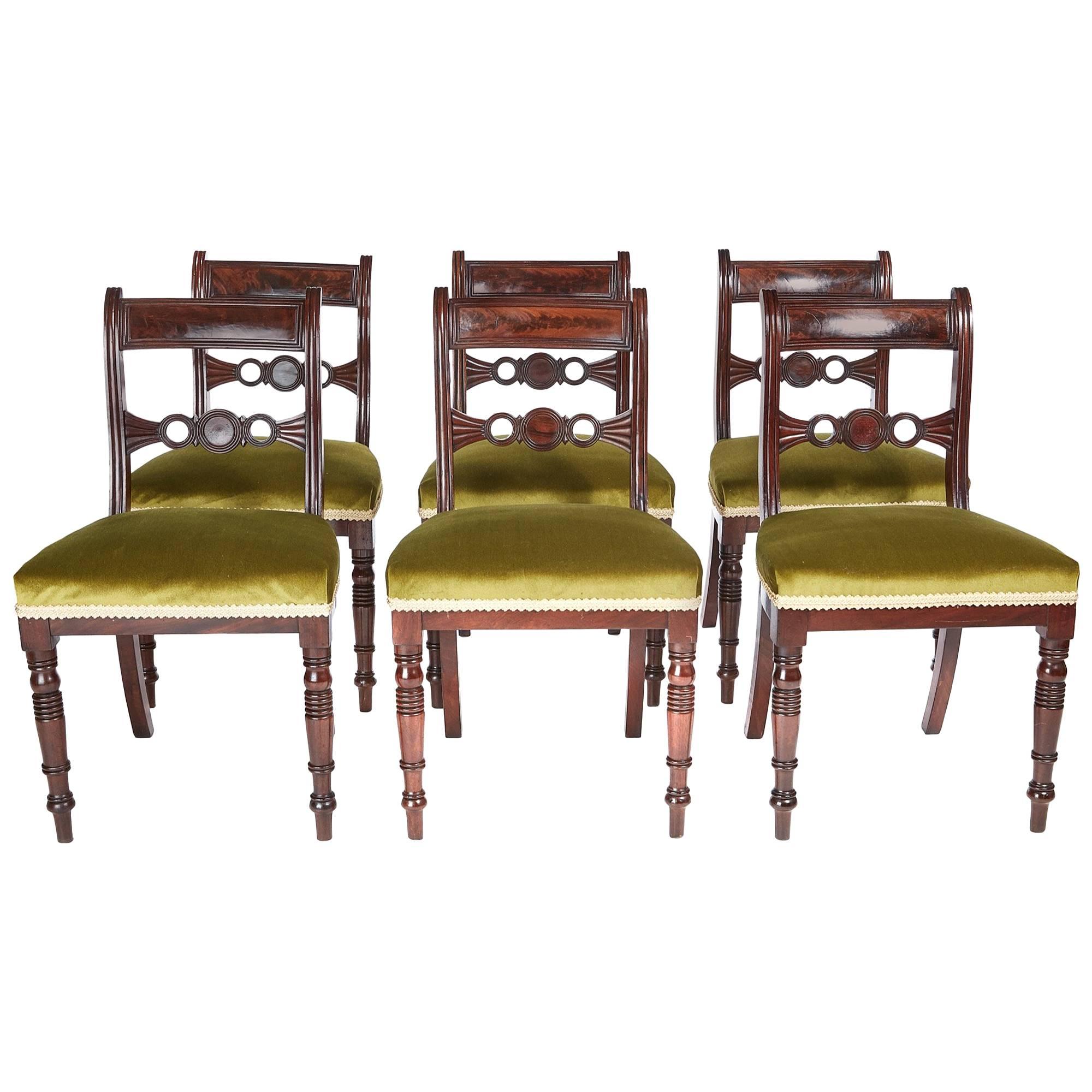 Fine Set of Six Regency Mahogany Dining Chairs For Sale