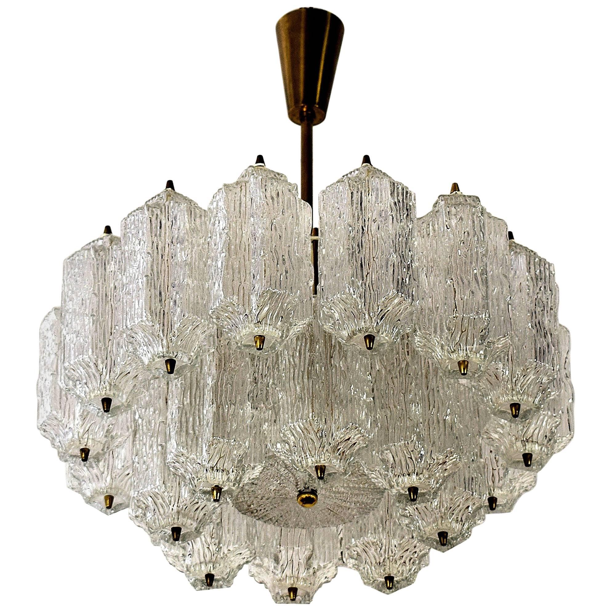 Large Kalmar 'Granada' Chandelier, Brass and Glass, 1960s