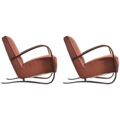 Pair of H269 Armchairs by Jindrich Halabala in Original Upholstery, circa 1940