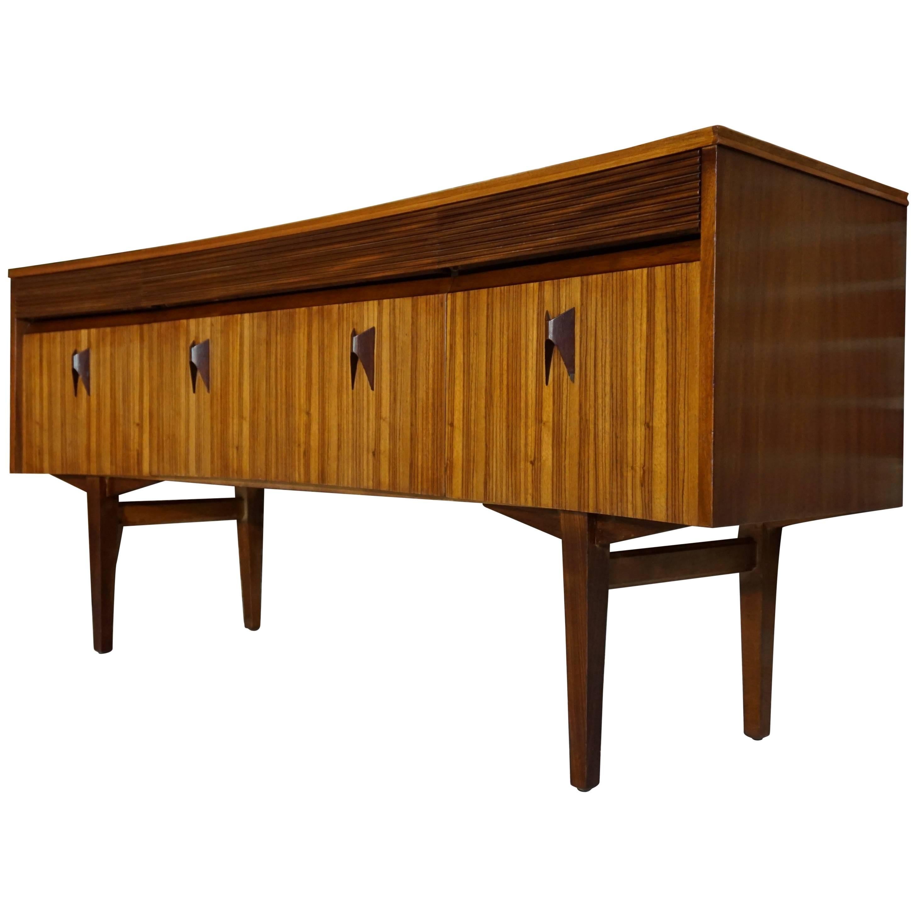 Curved Chest of Drawers Design 1960s in Rosewood and Zebrano Wood