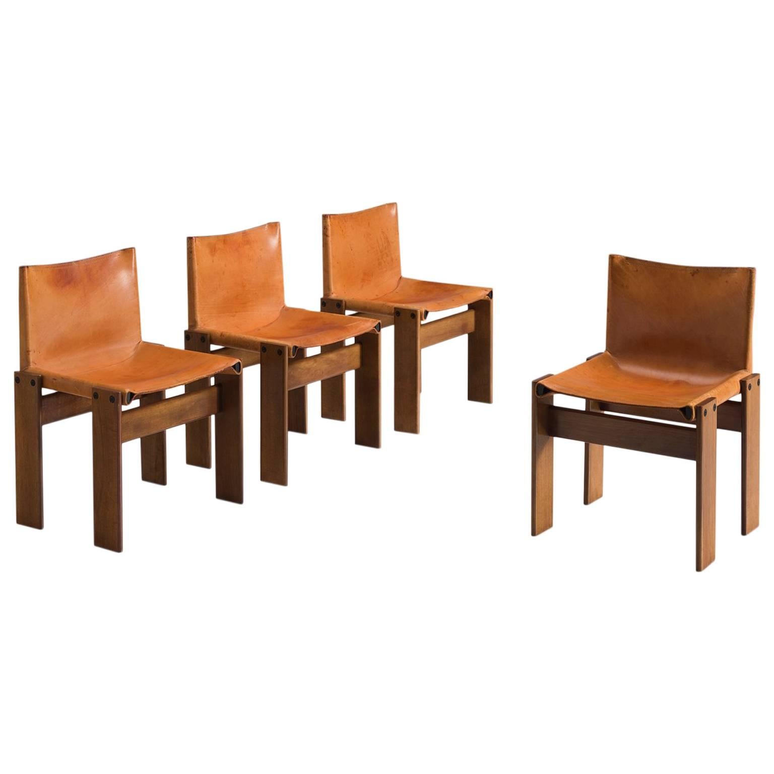 Scarpa Monk Chairs in Patinated Cognac Leather