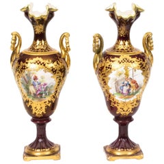 19th Century Pair of Helena Wolfsohn Dresden Porcelain Vases