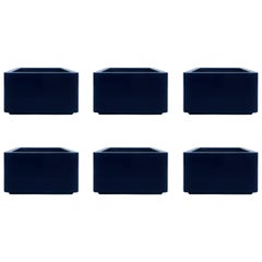 Six Vintage Contemporary Blue Indoor/Outdoor Fiberglass Planters
