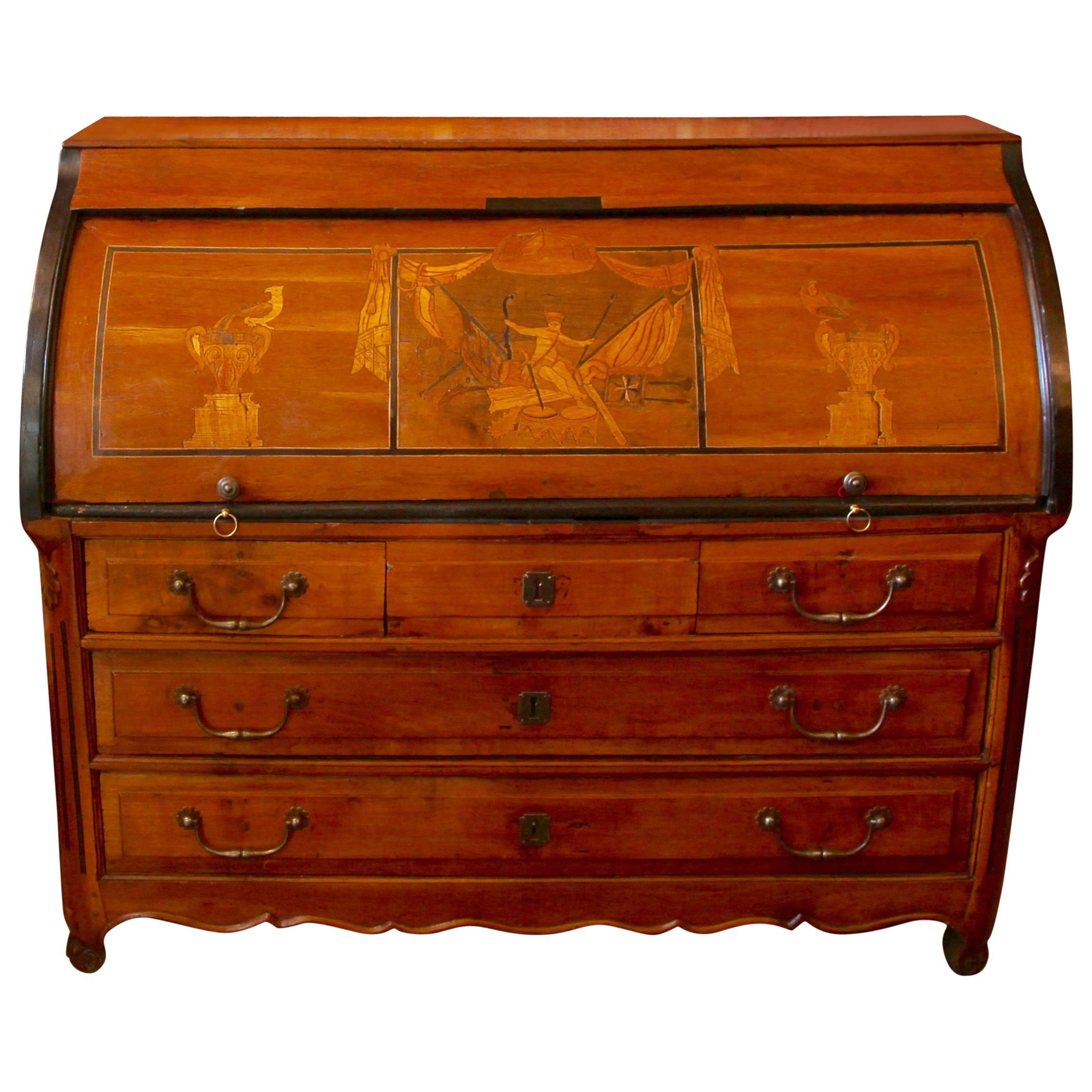 Writing Cabinet with Marquetry, Alsace, France, 18th Century For Sale
