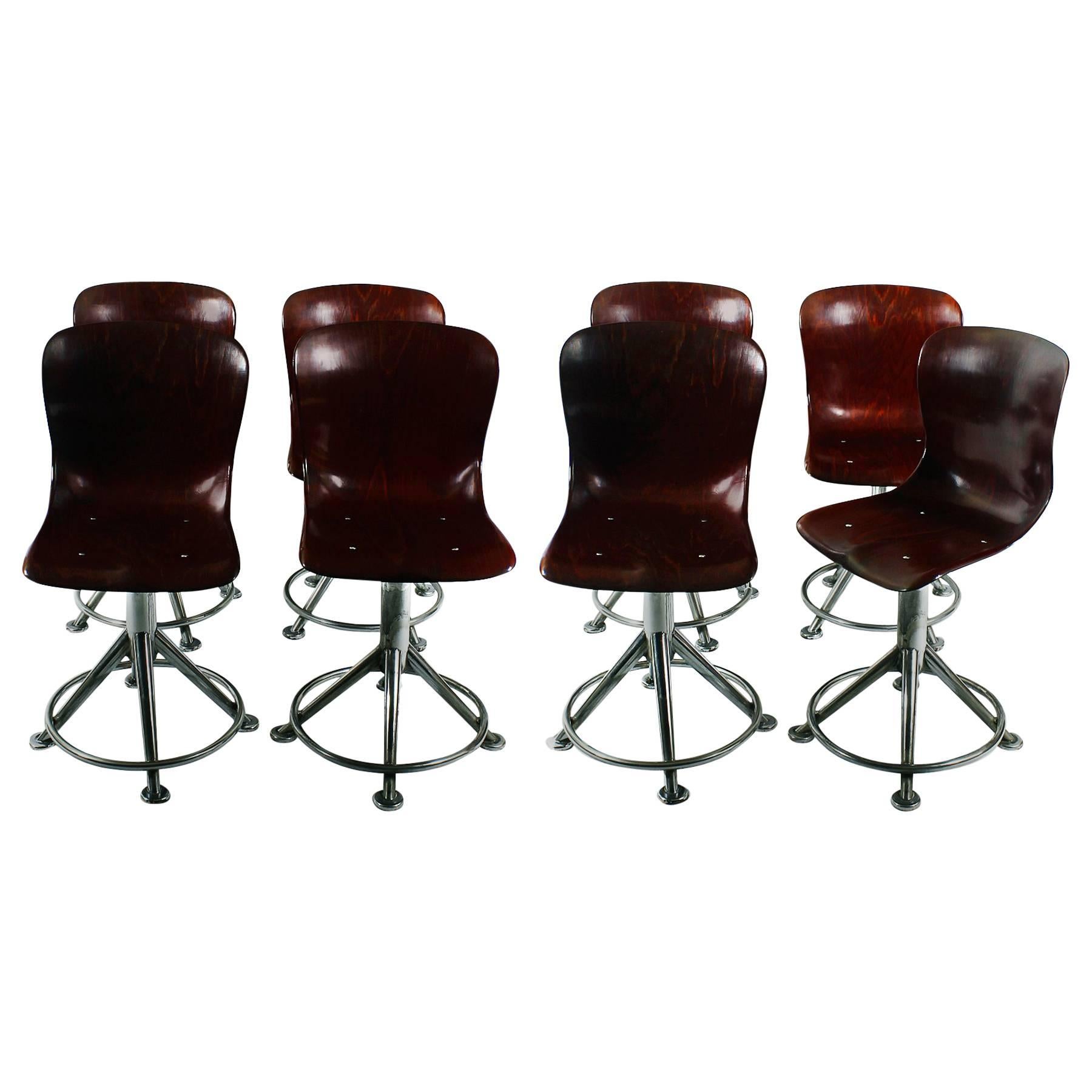 1960s Set of Eight "Pagotz" Swiveling Chairs, Team Microtecnica Fiat. Italy