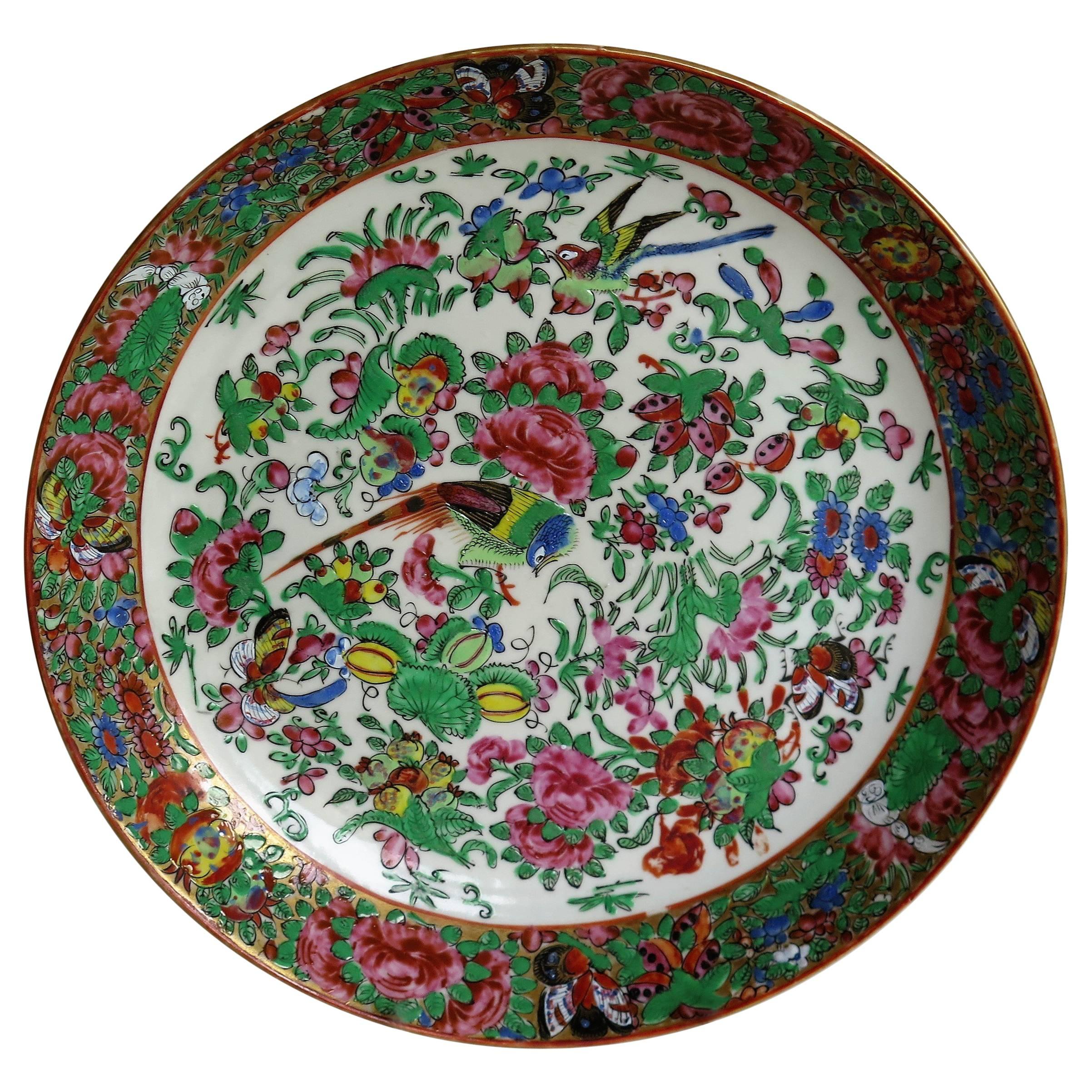Large Chinese Export Porcelain Dish or Deep Plate Famille Rose, Qing Ca 1880