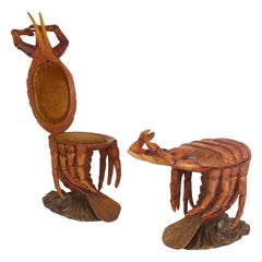 Pair of Italian Crab-Form Grotto Chairs, Attributed to Pauly et Cie, Venice
